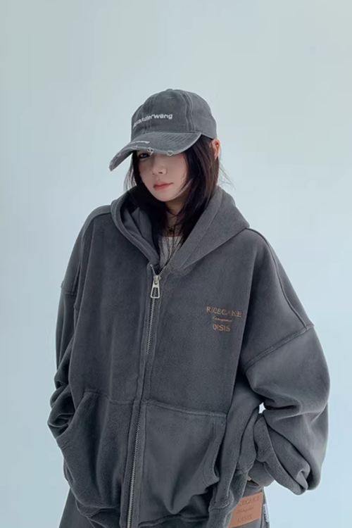 Fleece Zip-Up Hoodie / Fleece Wide Pants