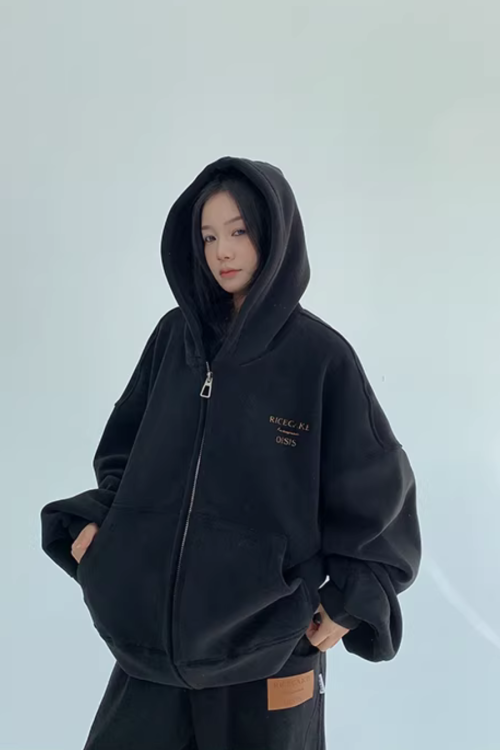 Fleece Zip-Up Hoodie / Fleece Wide Pants