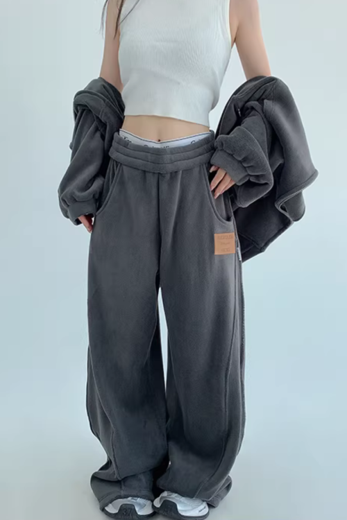 Fleece Zip-Up Hoodie / Fleece Wide Pants
