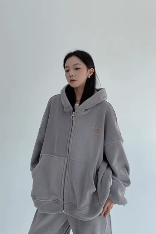 Fleece Zip-Up Hoodie / Fleece Wide Pants