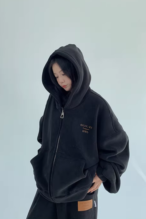 Fleece Zip-Up Hoodie / Fleece Wide Pants