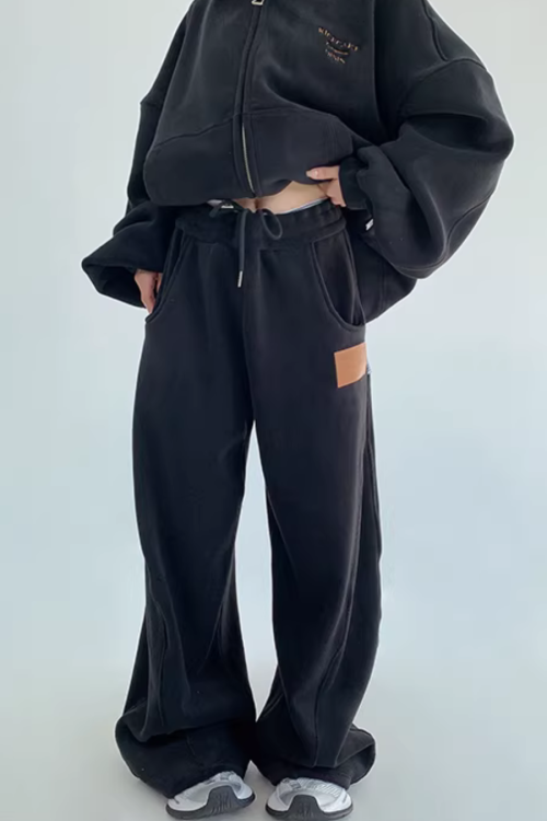 Fleece Zip-Up Hoodie / Fleece Wide Pants