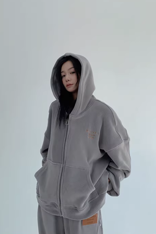 Fleece Zip-Up Hoodie / Fleece Wide Pants