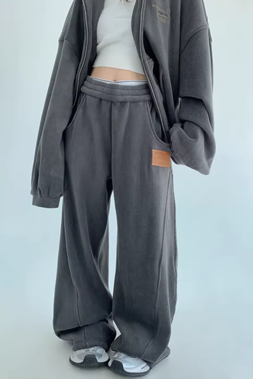 Fleece Zip-Up Hoodie / Fleece Wide Pants