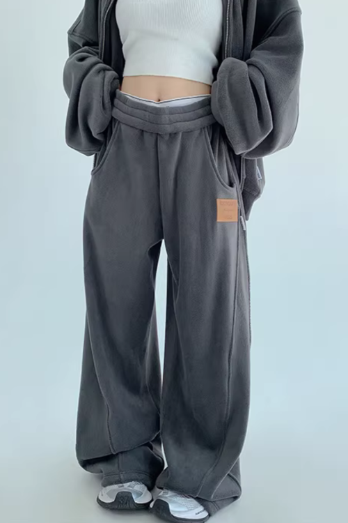 Fleece Zip-Up Hoodie / Fleece Wide Pants