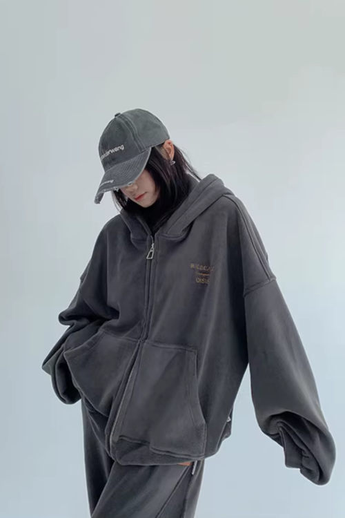 Fleece Zip-Up Hoodie / Fleece Wide Pants