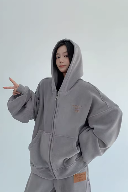 Fleece Zip-Up Hoodie / Fleece Wide Pants