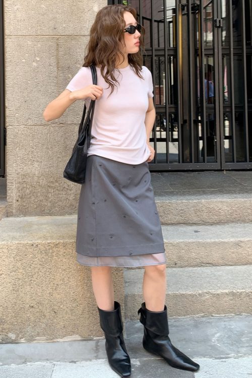 Floral Embroidered Mesh Mini Skirt