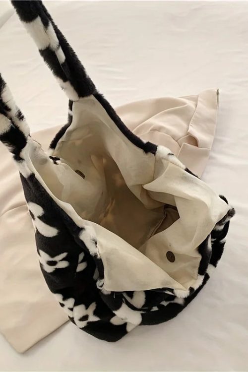 Floral Faux Fur Hobo Bag