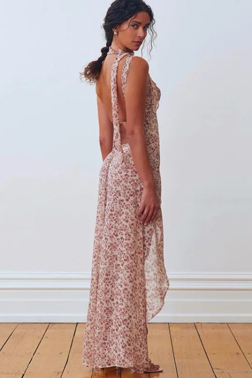 Floral High Slit Maxi Dress