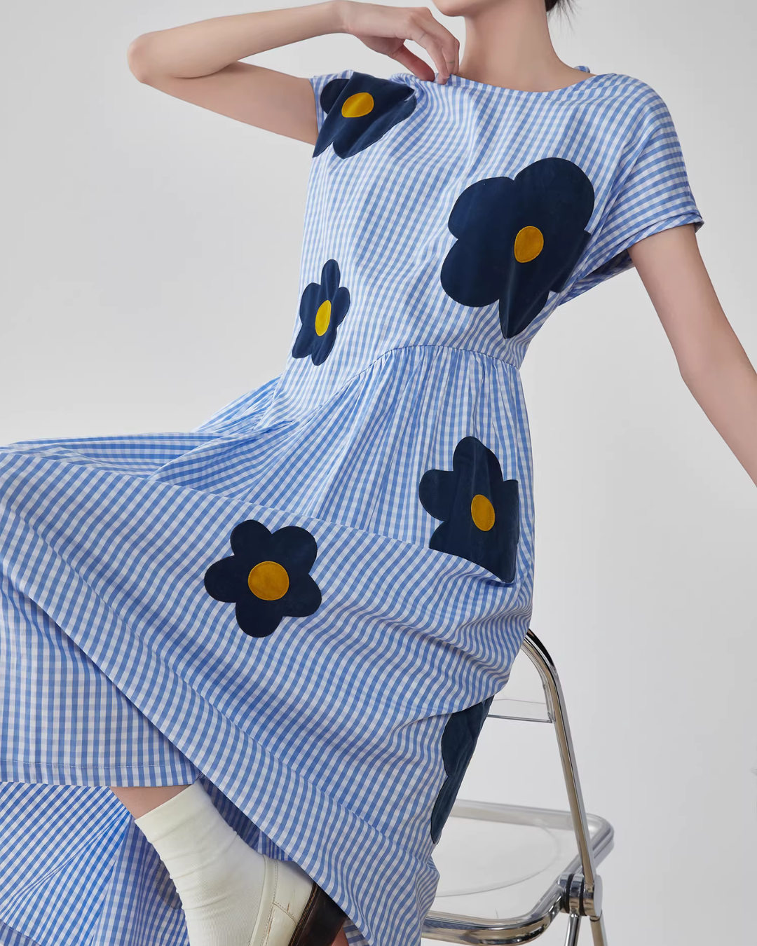 Floral Plaid Short-Sleeve Shirt Dress Floral Plaid Short-Sleeve Shirt Dress