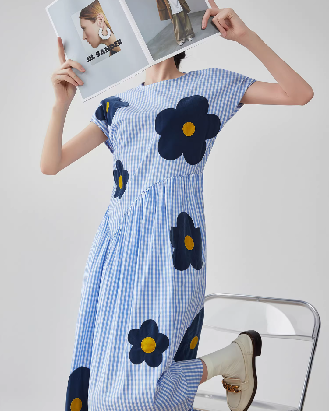 Floral Plaid Short-Sleeve Shirt Dress Floral Plaid Short-Sleeve Shirt Dress