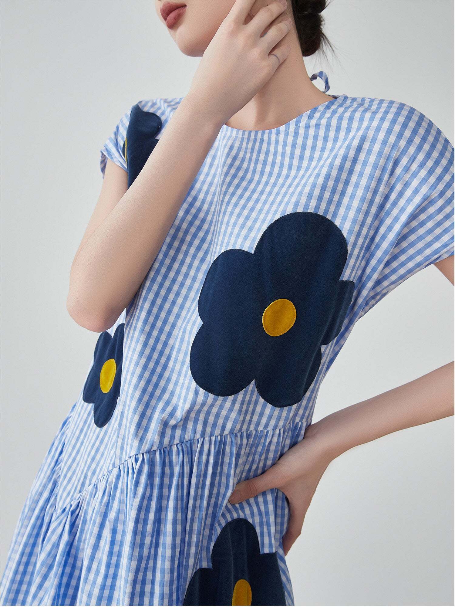 Floral Plaid Short-Sleeve Shirt Dress Floral Plaid Short-Sleeve Shirt Dress