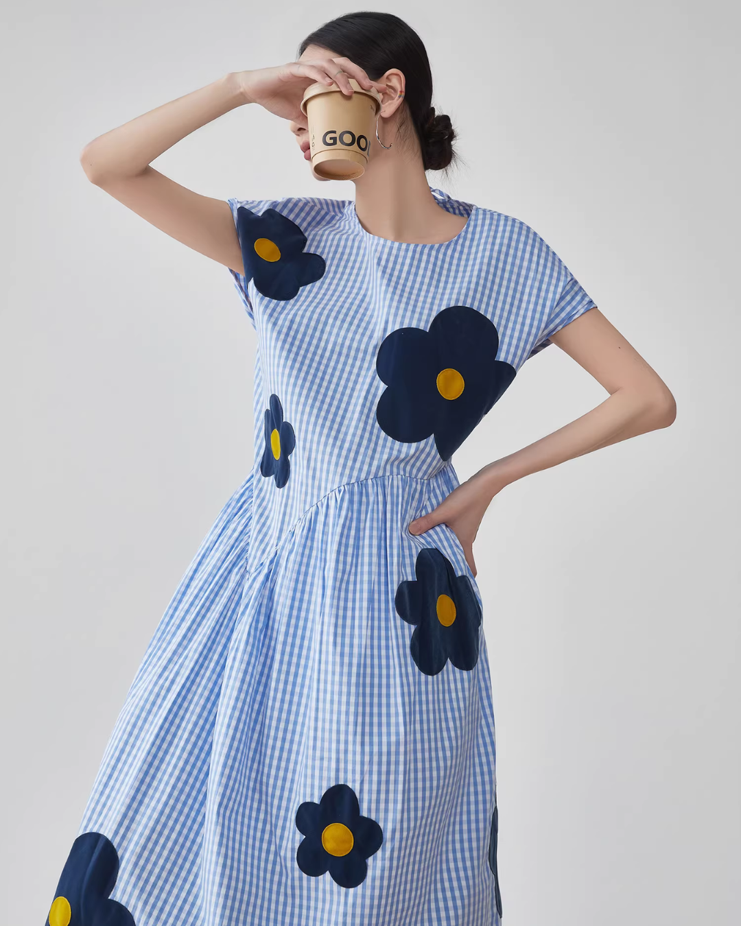 Floral Plaid Short-Sleeve Shirt Dress Floral Plaid Short-Sleeve Shirt Dress