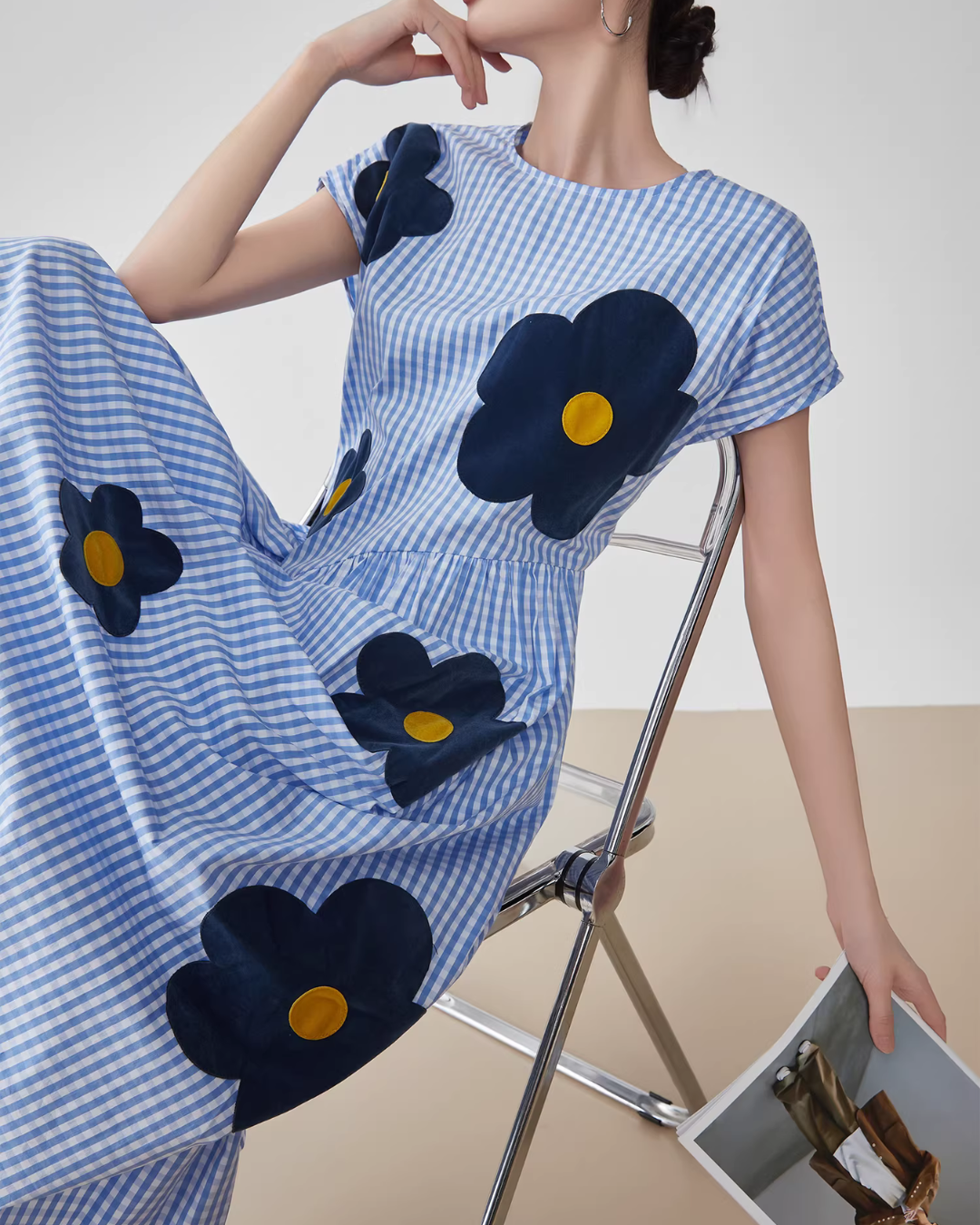 Floral Plaid Short-Sleeve Shirt Dress Floral Plaid Short-Sleeve Shirt Dress