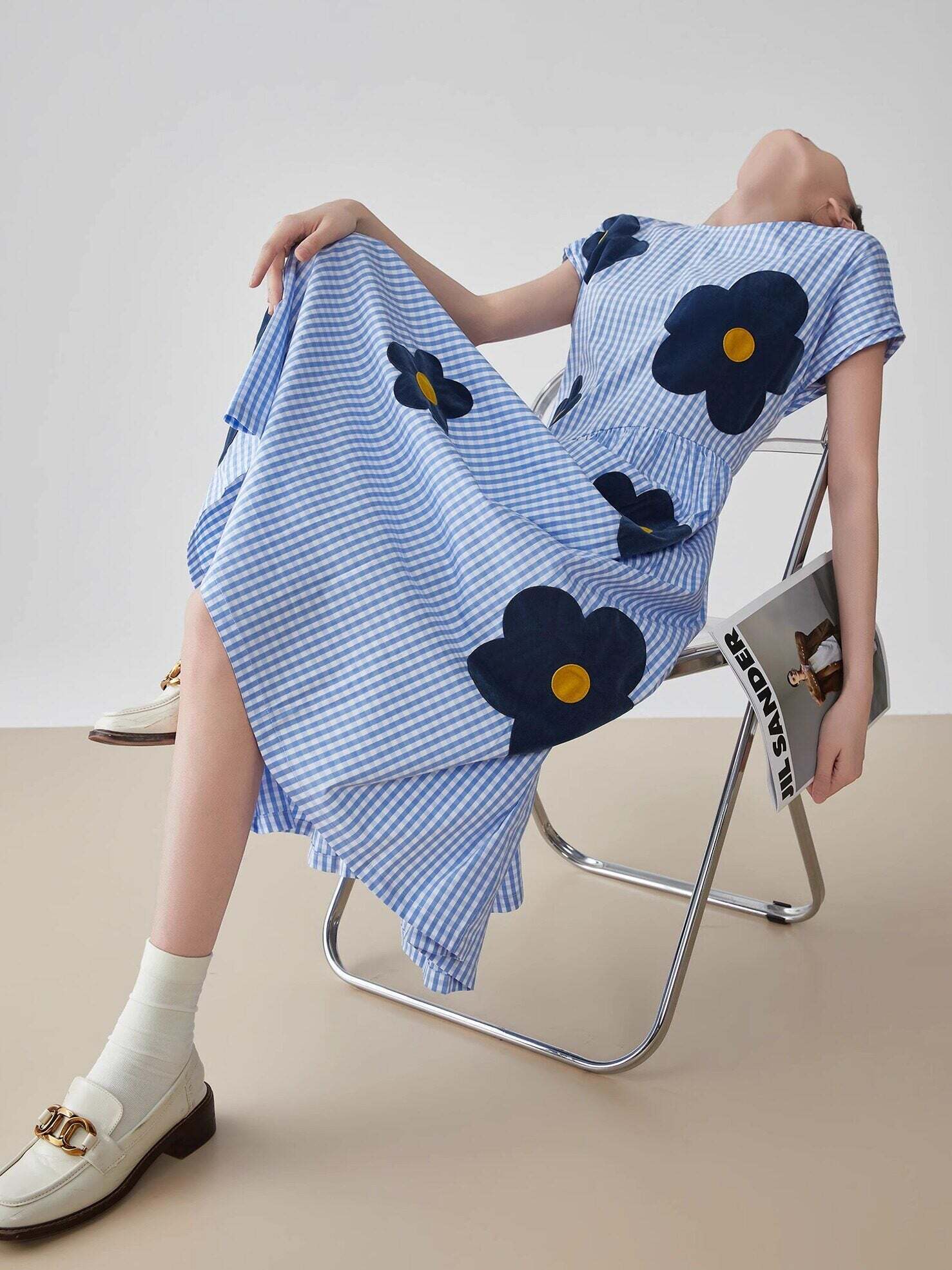 Floral Plaid Short-Sleeve Shirt Dress Floral Plaid Short-Sleeve Shirt Dress