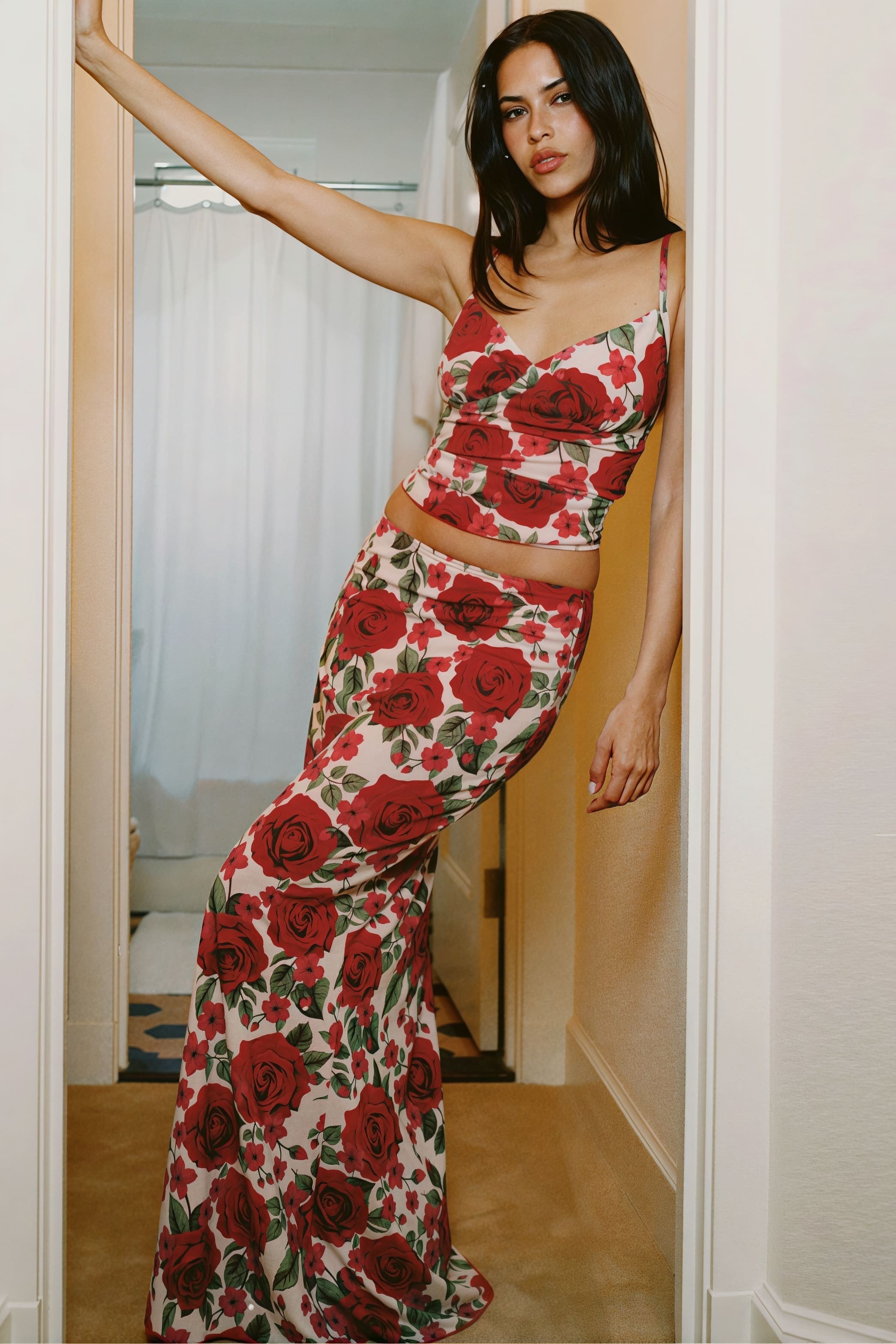 Floral Print Cami Bodycon Maxi Skirt Set Floral Print Cami Bodycon Maxi Skirt Set