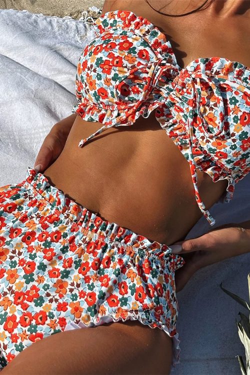 Floral Ruched Bikini Set
