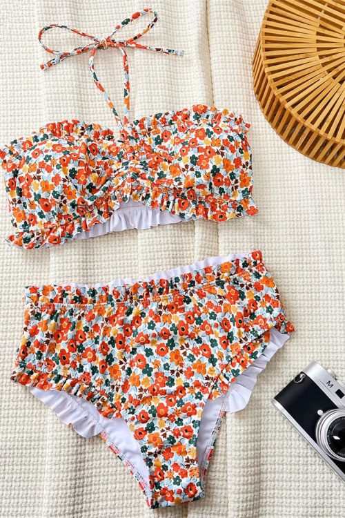 Floral Ruched Bikini Set