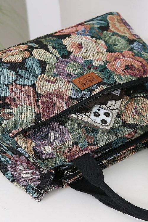 Floral Tapestry Tote Bag