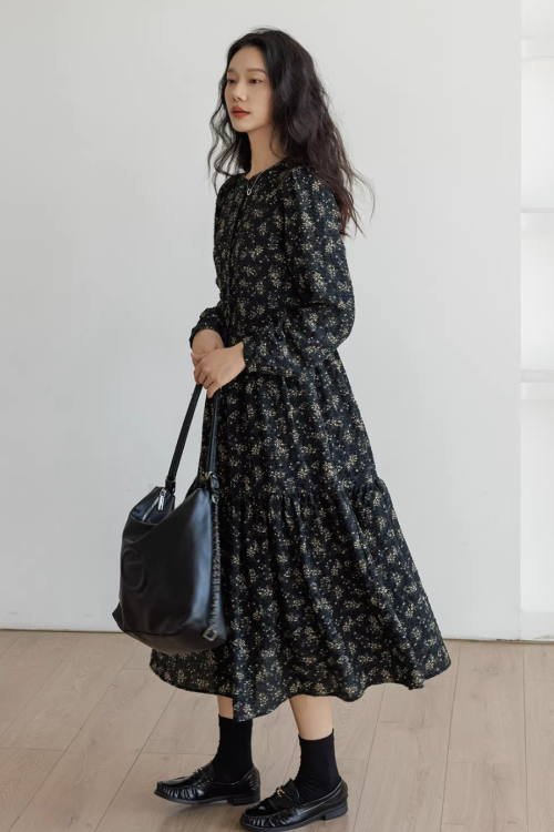 Floral Tea-Length Dress