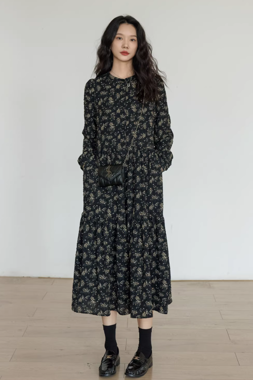 Floral Tea-Length Dress