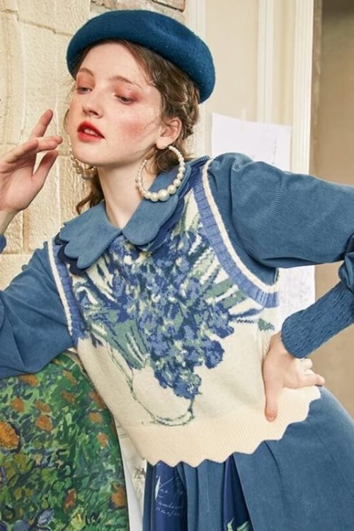 Floral Tie Front Knit Vest