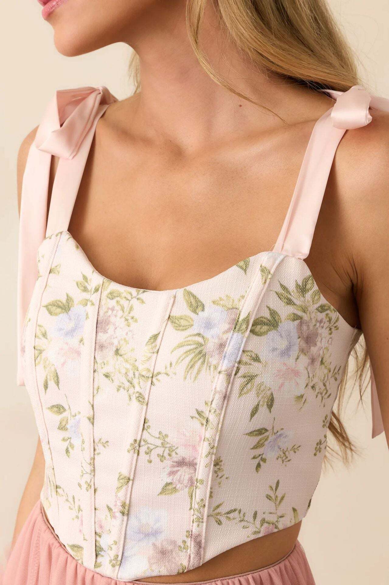 Floral Tie Sexy Slim Cami Top Floral Tie Sexy Slim Cami Top