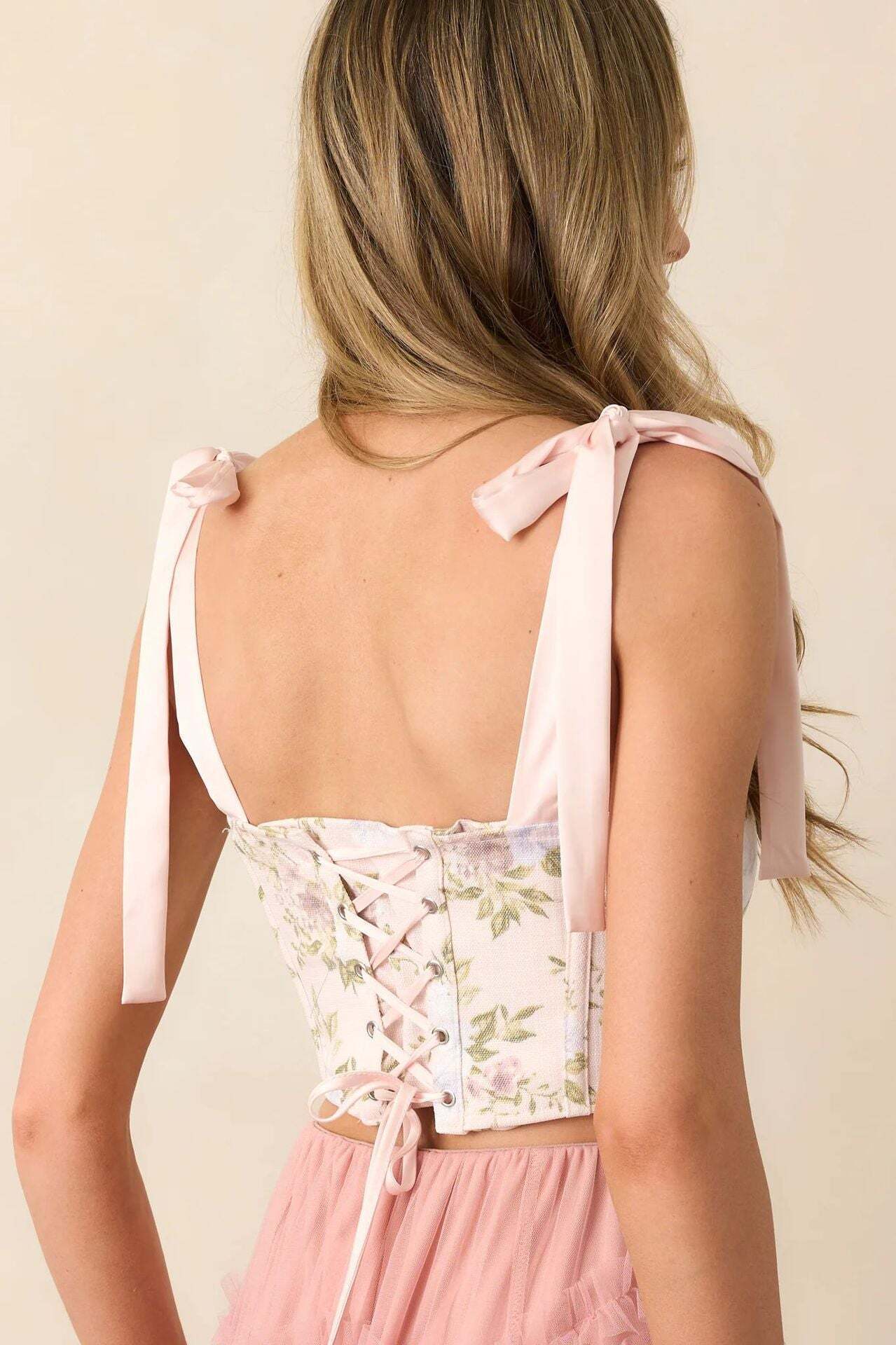 Floral Tie Sexy Slim Cami Top Floral Tie Sexy Slim Cami Top