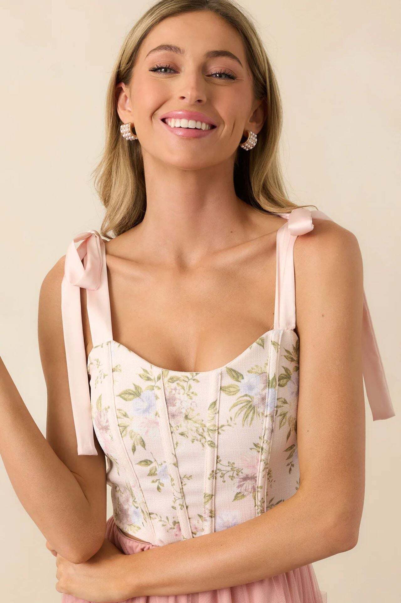 Floral Tie Sexy Slim Cami Top Floral Tie Sexy Slim Cami Top
