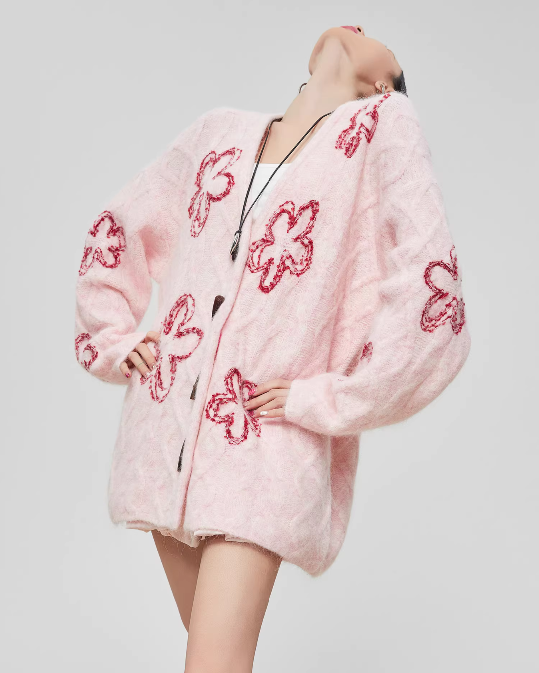 Flower Cable Knit Cardigan Flower Cable Knit Cardigan