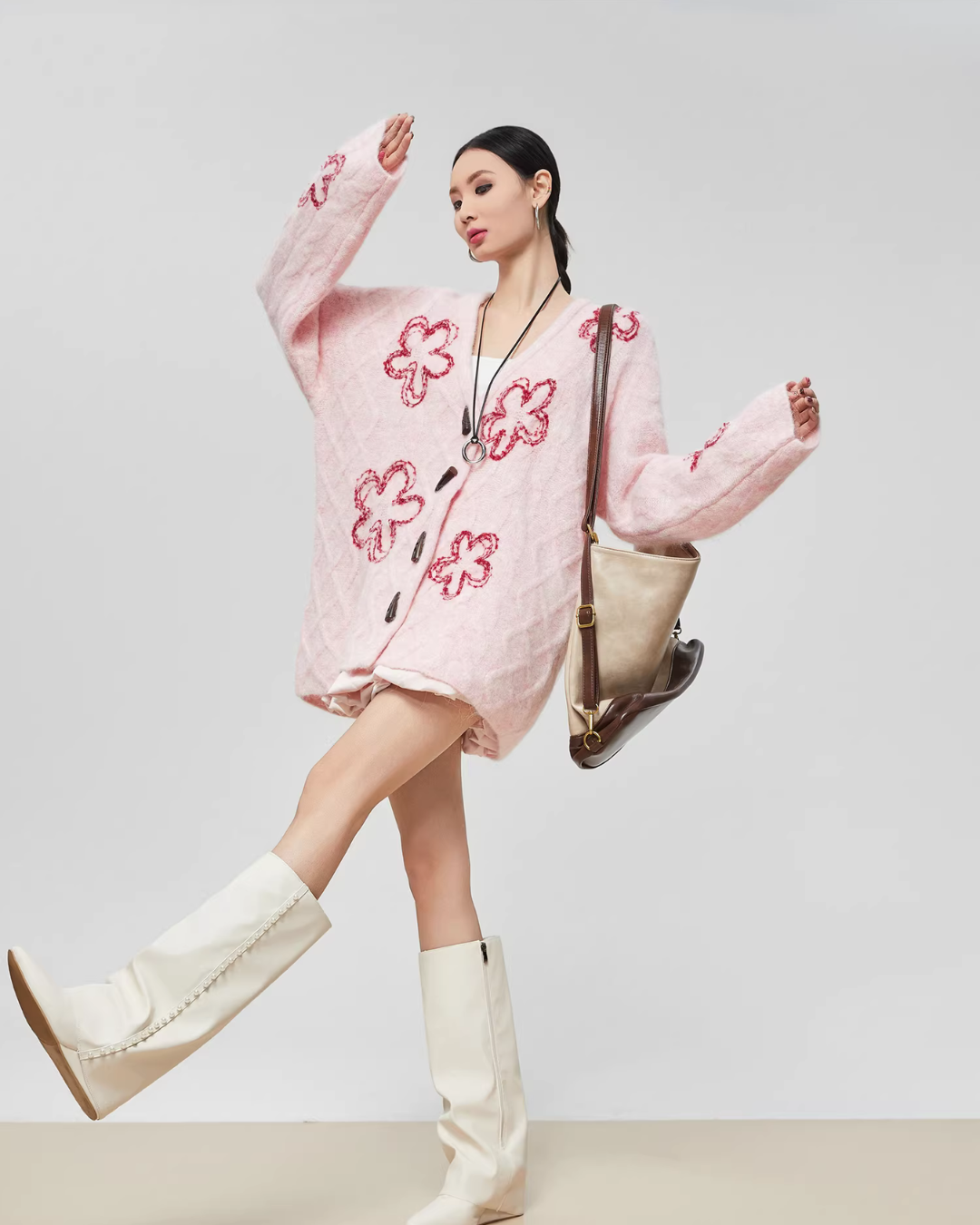 Flower Cable Knit Cardigan Flower Cable Knit Cardigan