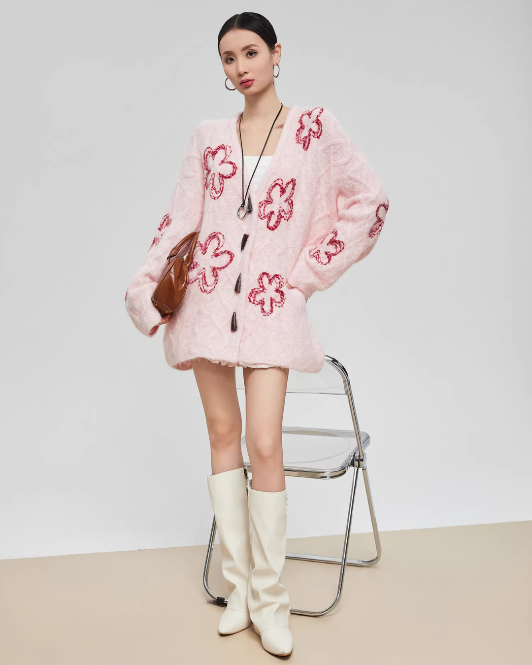 Flower Cable Knit Cardigan Flower Cable Knit Cardigan