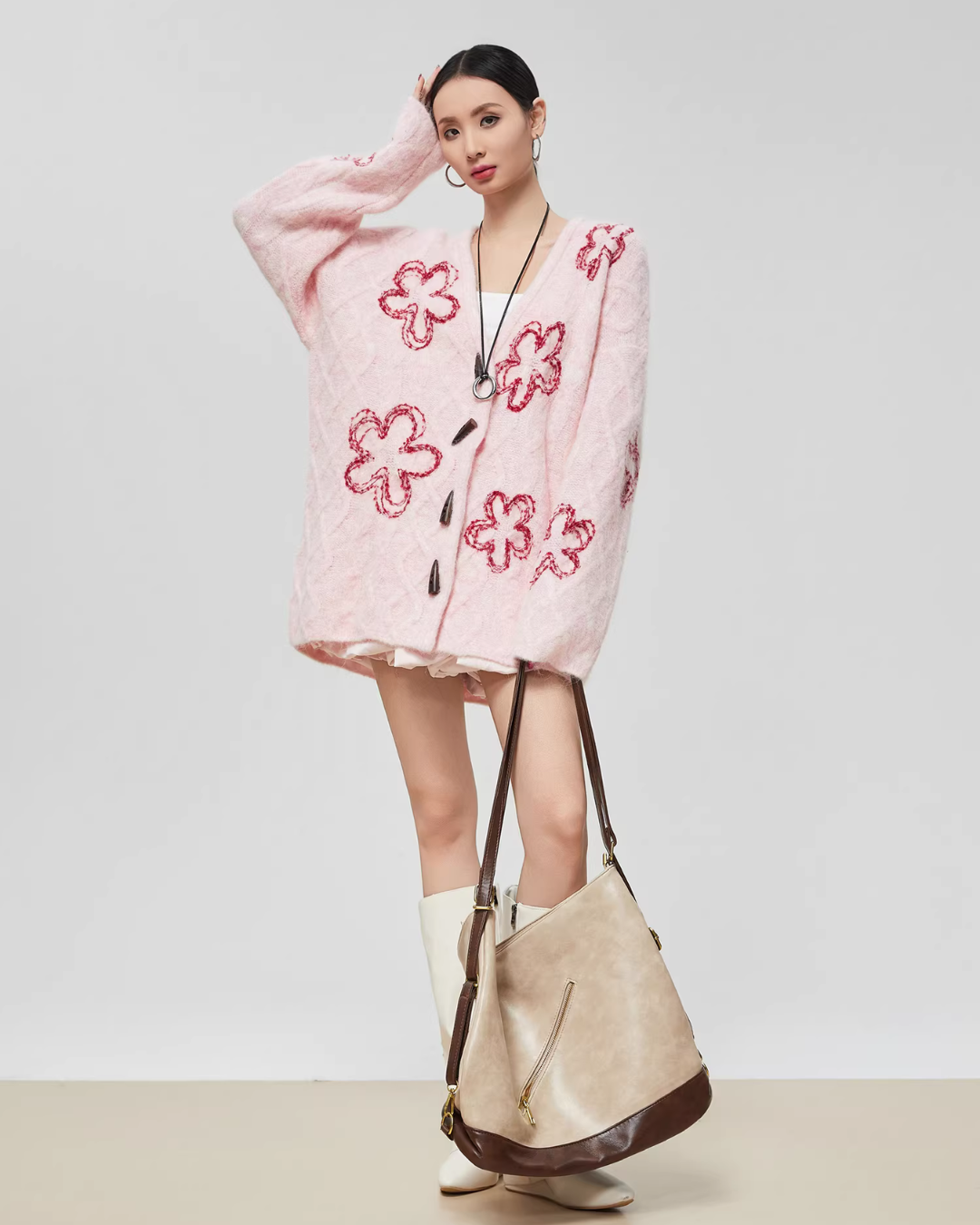 Flower Cable Knit Cardigan Flower Cable Knit Cardigan