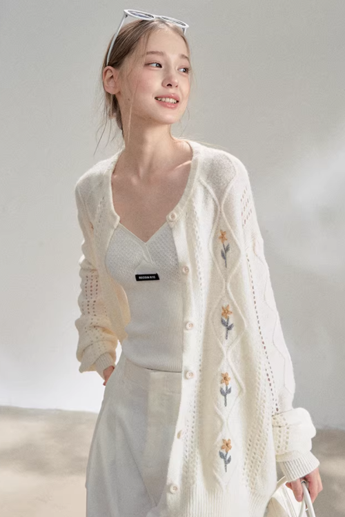 Flower Knit Cardigan