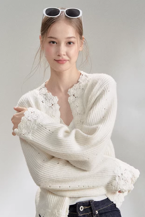 Flower Lace Knit Cardigan