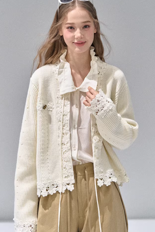 Flower Lace Knit Cardigan