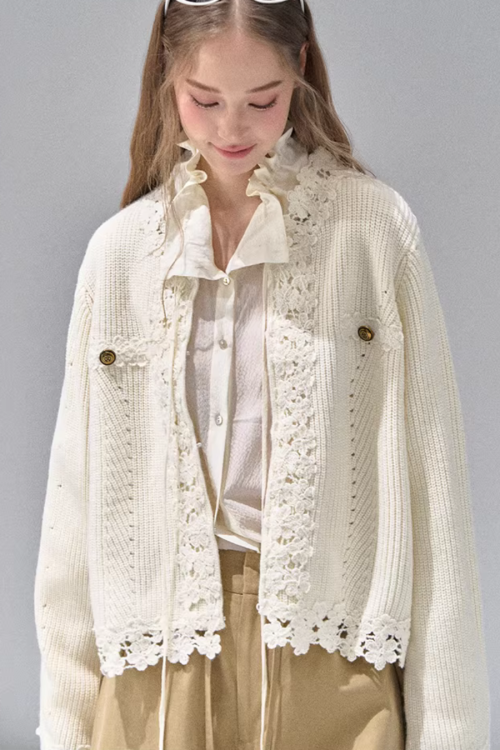 Flower Lace Knit Cardigan