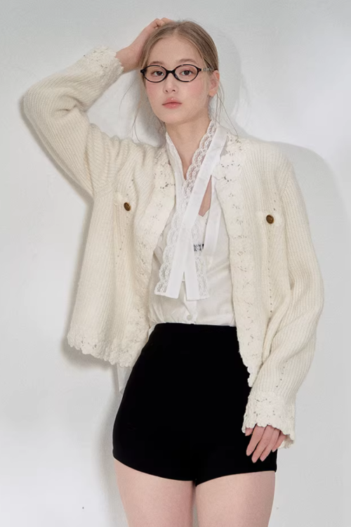 Flower Lace Knit Cardigan