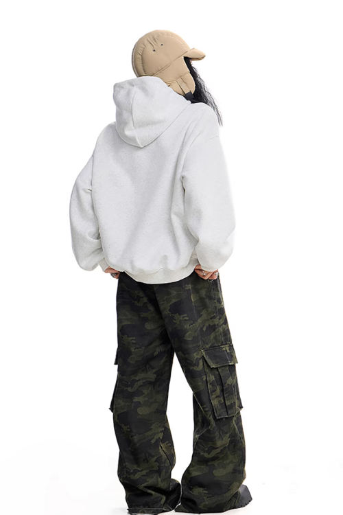 Flower Motif Loose Hoodie