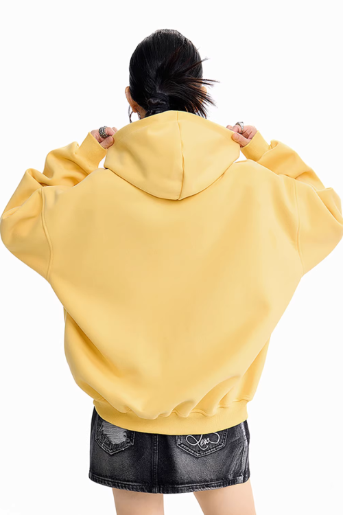 Flower Motif Loose Hoodie