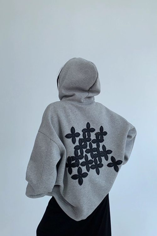 Flower Motif Sweatshirt Hoodie