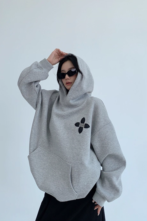 Flower Motif Sweatshirt Hoodie