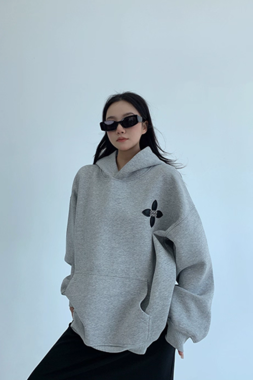 Flower Motif Sweatshirt Hoodie