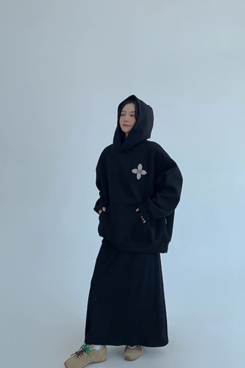 Flower Motif Sweatshirt Hoodie