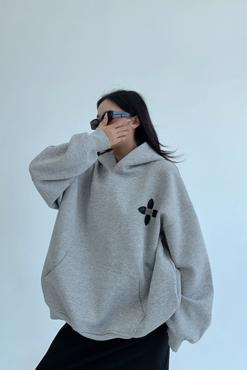 Flower Motif Sweatshirt Hoodie