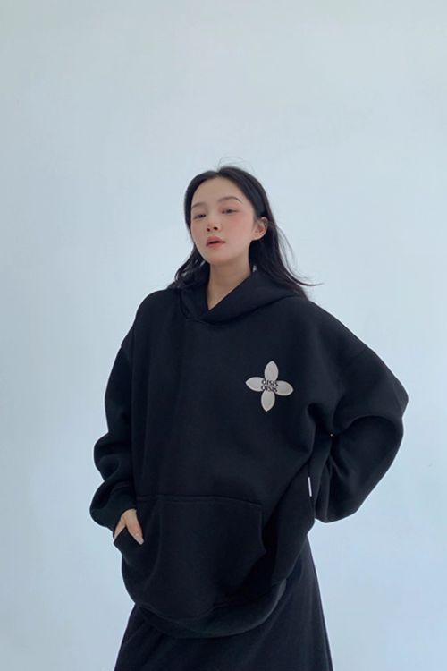 Flower Motif Sweatshirt Hoodie