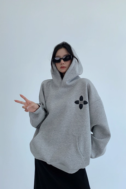 Flower Motif Sweatshirt Hoodie