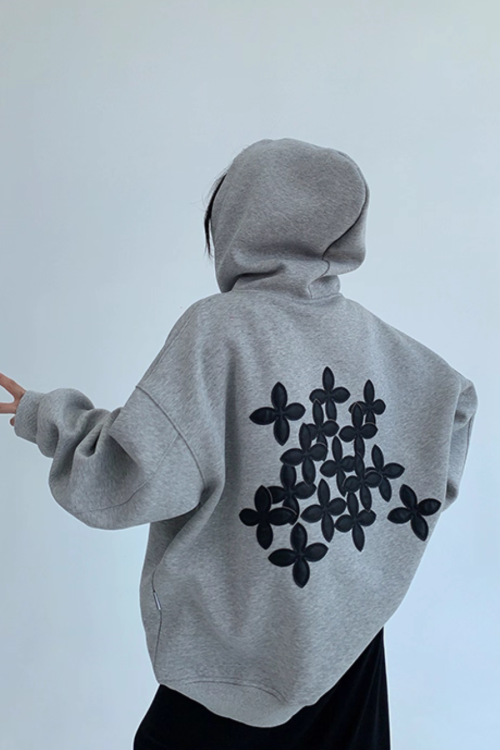 Flower Motif Sweatshirt Hoodie