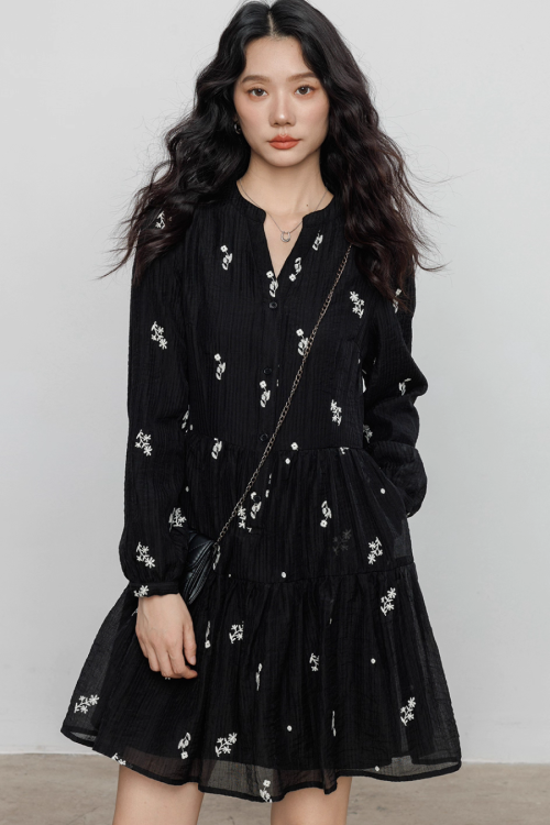 Flower Patterned Flare Dress